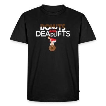 Drôle de citation de beignet - Donuts et Deadlifts Gym Cadeau - T-shirt Premium bio Homme - noir - Devant - Nico (187cm)