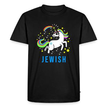 Jewish Jew Jewnicorn Unicorn Judaism Hebrew Israel - Men's Premium Organic T-Shirt - black - Front - Nico (187cm)