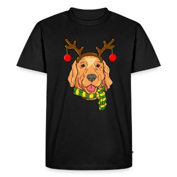Golden Retriever Noël Renne Cornes Chien Noël - T-shirt Premium bio Homme - noir - Devant - Nico (187cm)