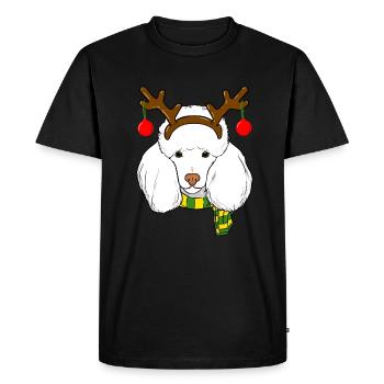 Caniche Noël Renne Cornes Chien Amant Noël - T-shirt Premium bio Homme - noir - Devant - Nico (187cm)