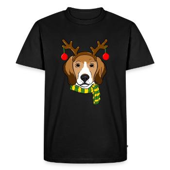 Beagle Noël Renne Cornes Chien Amant Noël - T-shirt Premium bio Homme - noir - Devant - Nico (187cm)