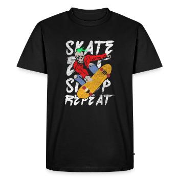 Eat Sleep Repeat Skateboarding Skateboard Skull - Men's Premium Organic T-Shirt - black - Front - Nico (187cm)