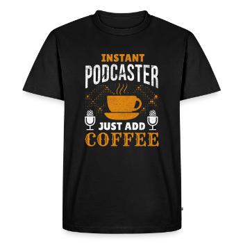 Podcaster Café Podcasting Caféine Microphone - T-shirt Premium bio Homme - noir - Devant - Nico (187cm)