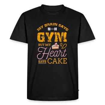 Pâtisserie, pâtisserie, gym, pâtisserie - T-shirt Premium bio Homme - noir - Devant - Nico (187cm)