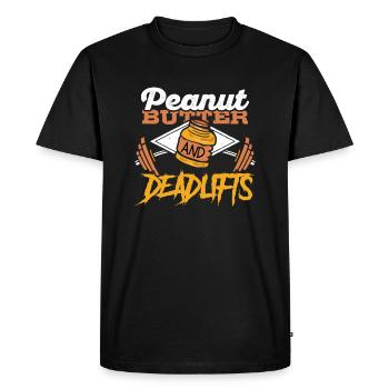 Beurre de cacahuètes Cacahuètes Squat Gym Poids - T-shirt Premium bio Homme - noir - Devant - Nico (187cm)