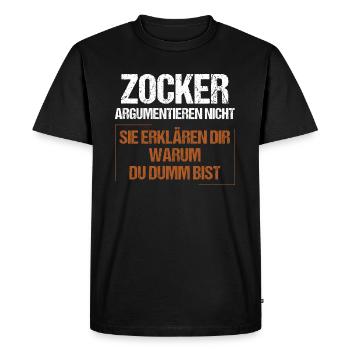 Les joueurs ne discutent pas - T-shirt Premium bio Homme - noir - Devant - Nico (187cm)