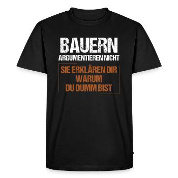 Les agriculteurs ne discutent pas - T-shirt Premium bio Homme - noir - Devant - Nico (187cm)