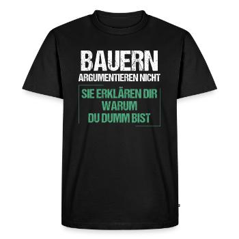 Les agriculteurs ne discutent pas - T-shirt Premium bio Homme - noir - Devant - Nico (187cm)