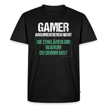 Les joueurs ne discutent pas - T-shirt Premium bio Homme - noir - Devant - Nico (187cm)