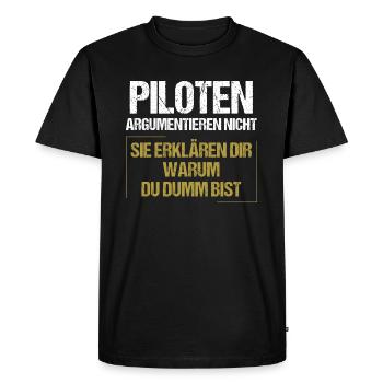 Les pilotes ne se disputent pas - T-shirt Premium bio Homme - noir - Devant - Nico (187cm)