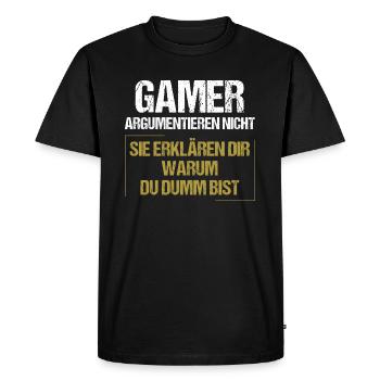 Les joueurs ne se disputent pas - T-shirt Premium bio Homme - noir - Devant - Nico (187cm)