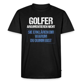 Golfers don't argue - Men's Premium Organic T-Shirt - black - Front - Nico (187cm)