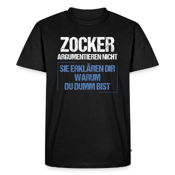 Les joueurs ne discutent pas - T-shirt Premium bio Homme - noir - Devant - Nico (187cm)