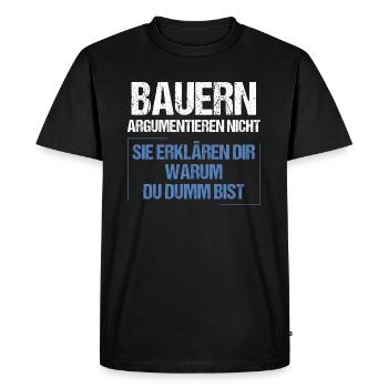 Les agriculteurs ne discutent pas - T-shirt Premium bio Homme - noir - Devant - Nico (187cm)