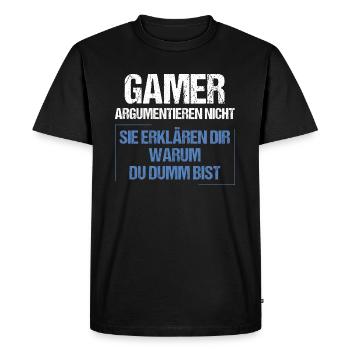 Les joueurs ne discutent pas - T-shirt Premium bio Homme - noir - Devant - Nico (187cm)