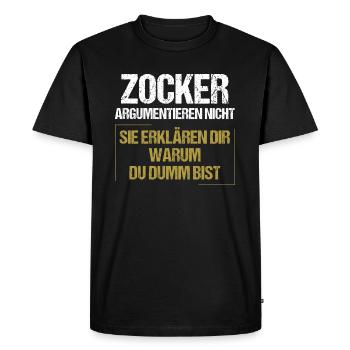 Les joueurs ne se disputent pas - T-shirt Premium bio Homme - noir - Devant - Nico (187cm)