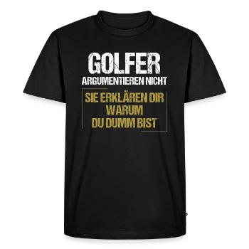 Golfers don't argue - Men's Premium Organic T-Shirt - black - Front - Nico (187cm)