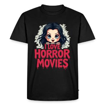 I Love Horror Movies – Sweet Horror Design - Men's Premium Organic T-Shirt - black - Front - Nico (187cm)