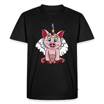 Cochon cochon licorne cochon ange cochon mignon - T-shirt Premium bio Homme - noir - Devant - Nico (187cm)