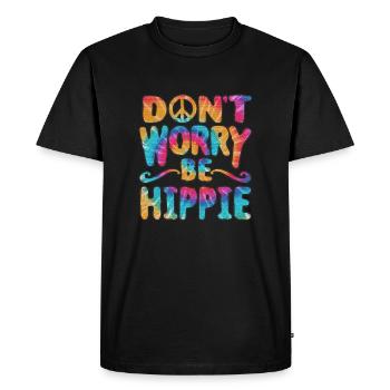 Hippie Vegan Peace Flower - Men's Premium Organic T-Shirt - black - Front - Nico (187cm)
