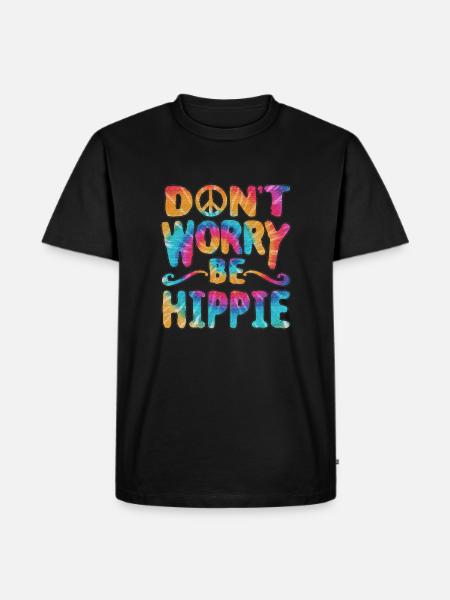Hippie Vegan Peace Flower - Men's Premium Organic T-Shirt - black