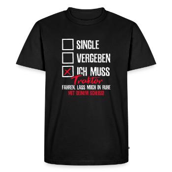 Single Traktor Bauer Farmer - Männer Premium Bio T-Shirt - Schwarz - Vorne - Nico (187cm)