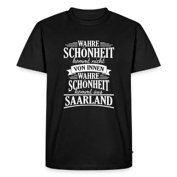 Wahre Schönheit Kommt Aus Saarland Saarländer - Männer Premium Bio T-Shirt - Schwarz - Vorne - Nico (187cm)