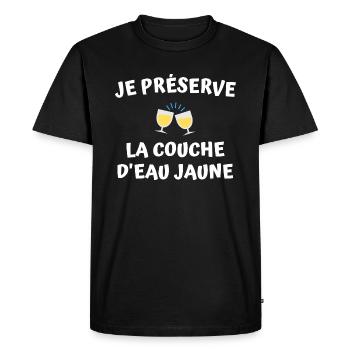 Je préserve la couche d'eau jaune / pastis - T-shirt Premium bio Homme - noir - Devant - Nico (187cm)