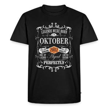 Legends were born October 2002 - Men's Premium Organic T-Shirt - black - Front - Nico (187cm)