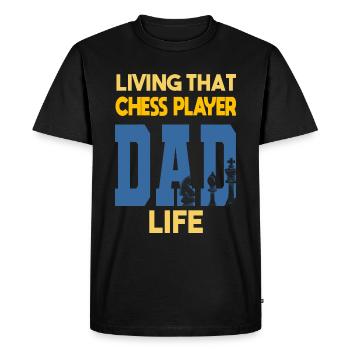 Vivre ce père joueur d’échecs Vie Schach Papa - T-shirt Premium bio Homme - noir - Devant - Nico (187cm)