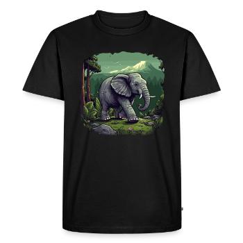 Eléphant Afrique Asie Animal Bébé éléphant - T-shirt Premium bio Homme - noir - Devant - Nico (187cm)