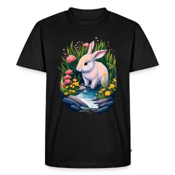Belle illustration d’un lapin - T-shirt Premium bio Homme - noir - Devant - Nico (187cm)