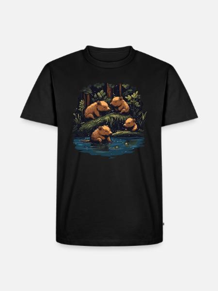 Capybaras Wasserschwein - Männer Premium Bio T-Shirt - Schwarz