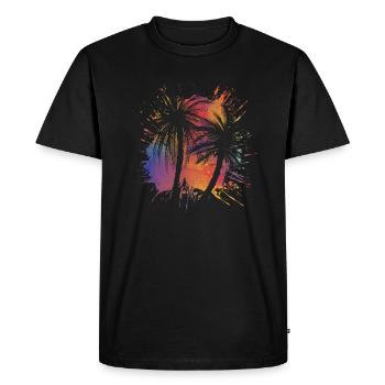 Palm Trees Colorful Palm Trees Holiday Travel Malle - Men's Premium Organic T-Shirt - black - Front - Nico (187cm)