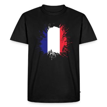 Drapeau de la France Look en détresse Drapeau français - T-shirt Premium bio Homme - noir - Devant - Nico (187cm)