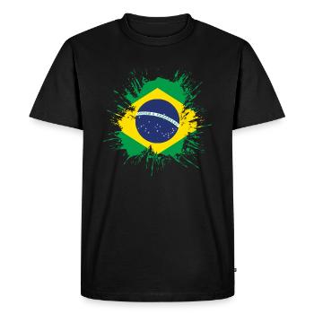 Flag of Brazil Flag of South America - Men's Premium Organic T-Shirt - black - Front - Nico (187cm)
