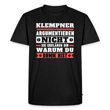 Plumbers don't argue - Men's Premium Organic T-Shirt - black - Front - Nico (187cm)