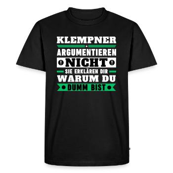 Plumbers don't argue - Men's Premium Organic T-Shirt - black - Front - Nico (187cm)