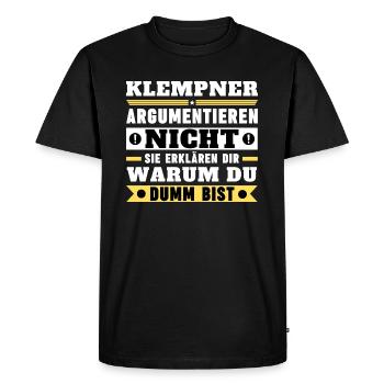 Plumbers don't argue - Men's Premium Organic T-Shirt - black - Front - Nico (187cm)