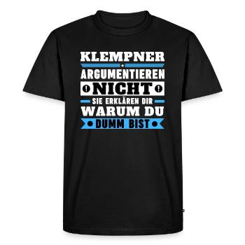 Plumbers don't argue - Men's Premium Organic T-Shirt - black - Front - Nico (187cm)