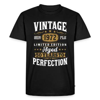 50 birthday Vintage born in 1972 - Men's Premium Organic T-Shirt - black - Front - Nico (187cm)