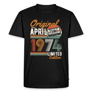 Original depuis avril 1974 - T-shirt Premium bio Homme - noir - Devant - Nico (187cm)