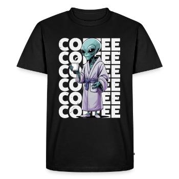 Alien Coffee Lover - Men's Premium Organic T-Shirt - black - Front - Nico (187cm)
