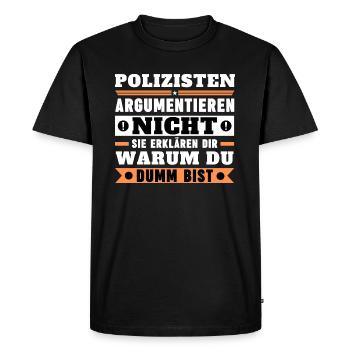 Les policiers ne discutent pas - T-shirt Premium bio Homme - noir - Devant - Nico (187cm)