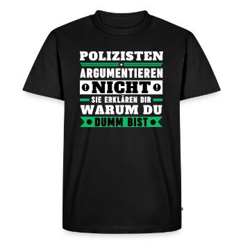 Les policiers ne discutent pas - T-shirt Premium bio Homme - noir - Devant - Nico (187cm)