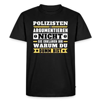 Les policiers ne discutent pas - T-shirt Premium bio Homme - noir - Devant - Nico (187cm)