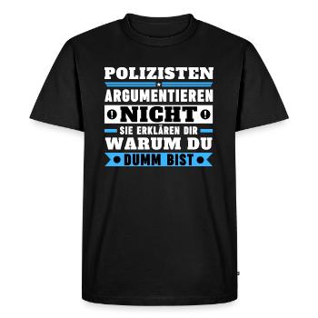 Les policiers ne discutent pas - T-shirt Premium bio Homme - noir - Devant - Nico (187cm)