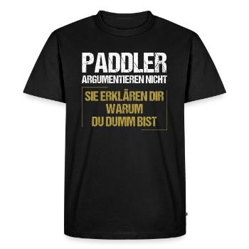 Paddlers don't argue - Men's Premium Organic T-Shirt - black - Front - Nico (187cm)