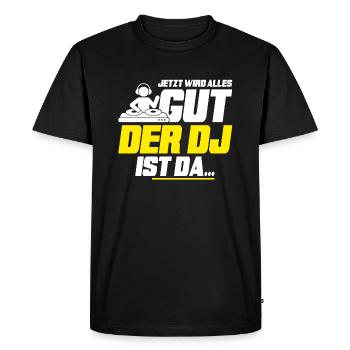 Der Dj ist da - Männer Premium Bio T-Shirt - Schwarz - Vorne - Nico (187cm)