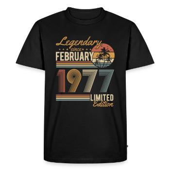 Février 1977 Born Birthday Retro - T-shirt Premium bio Homme - noir - Devant - Nico (187cm)